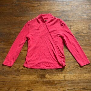 Anthropologie Maeve Curran Coral Faux-Wrap Top